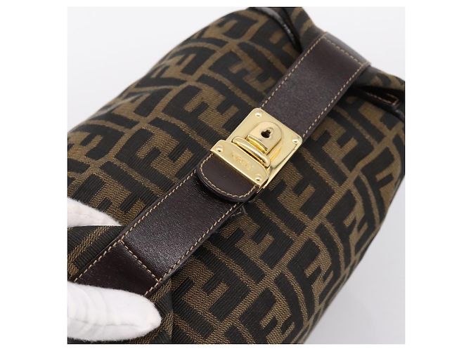 Borsa a mano Vanity FENDI Zucca Canvas Nero Marrone Auth 197863 - vista 6