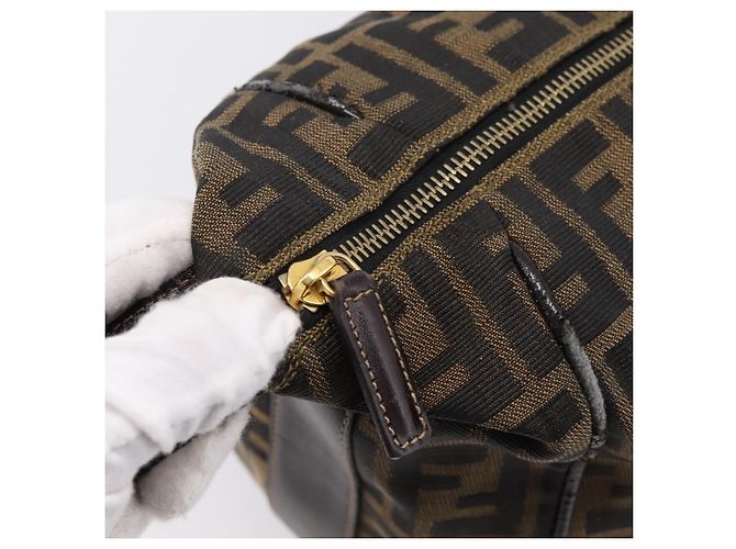Borsa a mano Vanity FENDI Zucca Canvas Nero Marrone Auth 197863 - vista 9