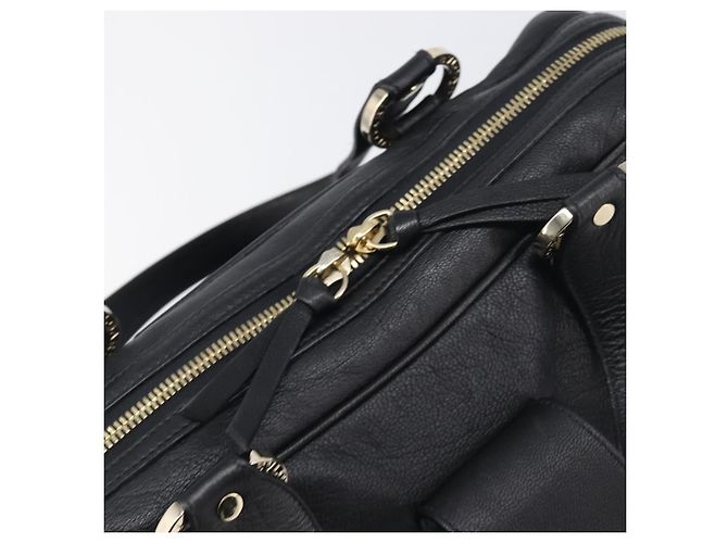 Bulgari Borsa a mano BVLGARI in pelle nera e oro Auth 198930A Nero - vista 10