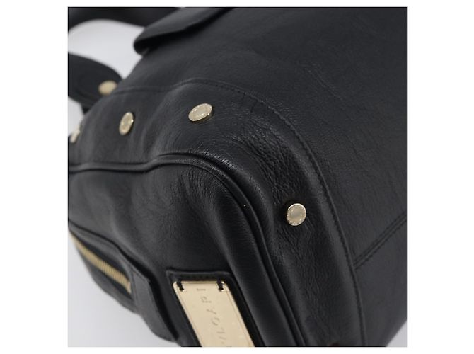 Bulgari Borsa a mano BVLGARI in pelle nera e oro Auth 198930A Nero - vista 14