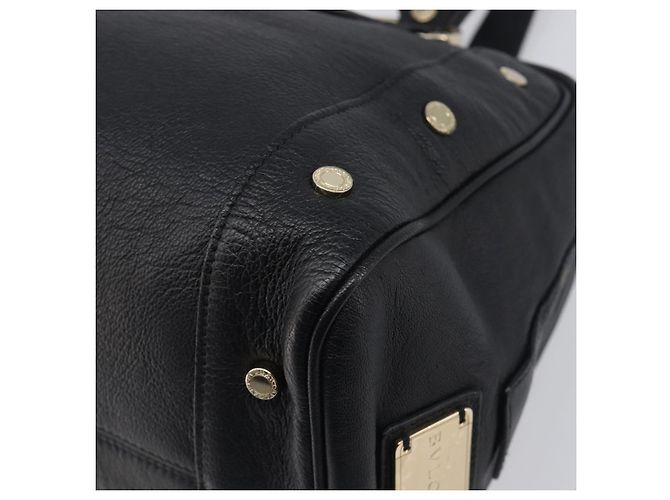 Bulgari Borsa a mano BVLGARI in pelle nera e oro Auth 198930A Nero - vista 15