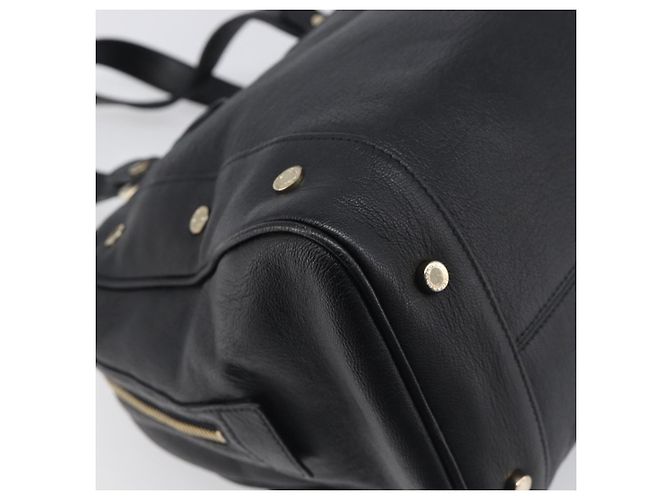 Bulgari Borsa a mano BVLGARI in pelle nera e oro Auth 198930A Nero - vista 16