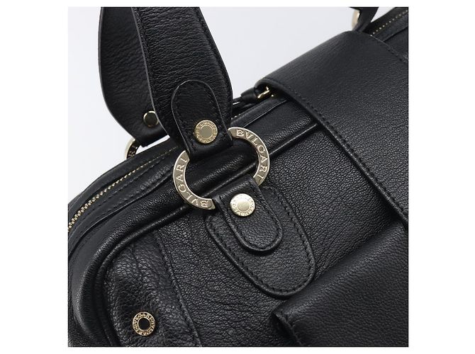 Bulgari Borsa a mano BVLGARI in pelle nera e oro Auth 198930A Nero - vista 18