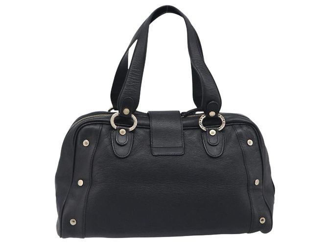 Bulgari Borsa a mano BVLGARI in pelle nera e oro Auth 198930A Nero - vista 2