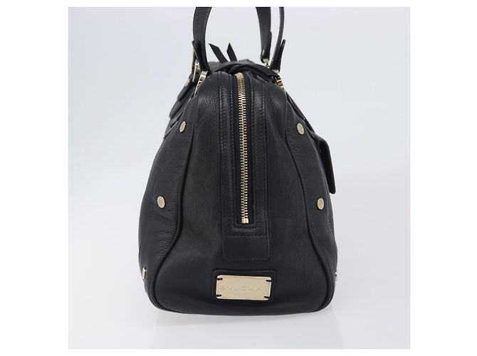 Bulgari Borsa a mano BVLGARI in pelle nera e oro Auth 198930A Nero - vista 4