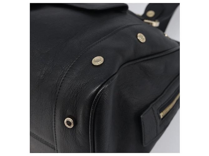 Bulgari Borsa a mano BVLGARI in pelle nera e oro Auth 198930A Nero - vista 9