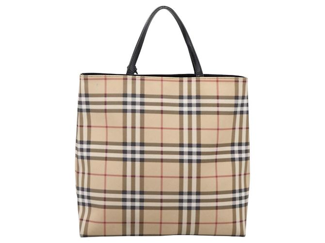 Borsa a mano BURBERRY Nova Check PVC Leather Beige Silver Auth BA15368 Argento - vista 2