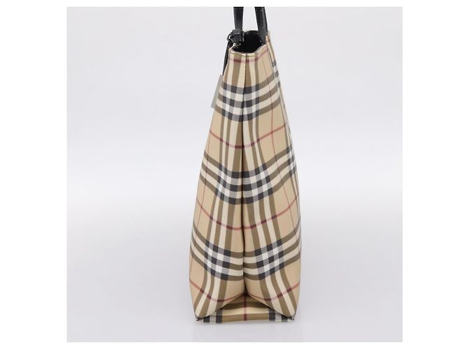 Borsa a mano BURBERRY Nova Check PVC Leather Beige Silver Auth BA15368 Argento - vista 4