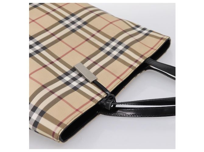 Borsa a mano BURBERRY Nova Check PVC Leather Beige Silver Auth BA15368 Argento - vista 6