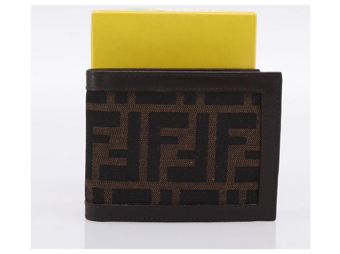 Carteira Bifold FENDI Zucca Canvas Brown Auth am12503V Marrom - vista 12