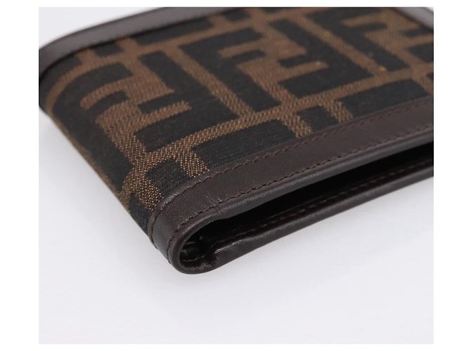 Carteira Bifold FENDI Zucca Canvas Brown Auth am12503V Marrom - vista 14