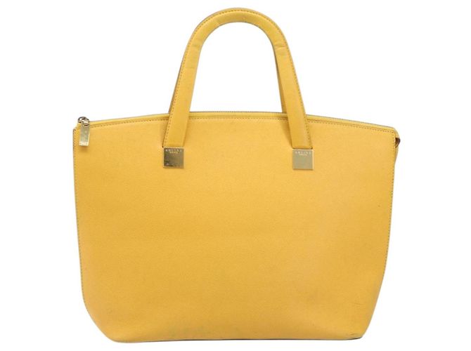 Céline Borsa Tote CELINE in pelle gialla, tono oro Auth ep15757 Giallo - vista 13