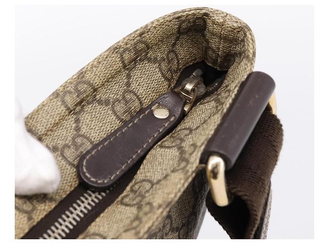 Borsa a tracolla GUCCI GG Supreme PVC Pelle Beige Tono Oro 201446 Auth BA15344 - vista 14