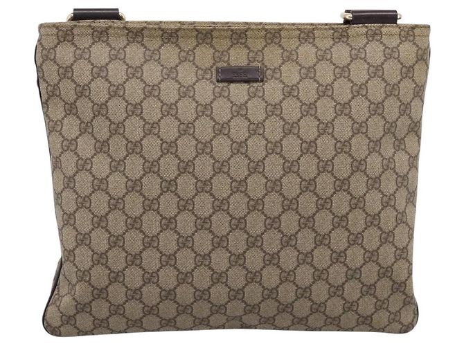 Borsa a tracolla GUCCI GG Supreme PVC Pelle Beige Tono Oro 201446 Auth BA15344 - vista 2