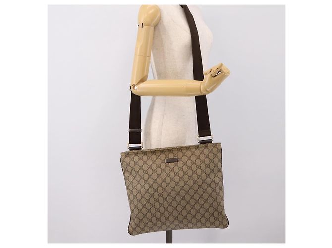 Borsa a tracolla GUCCI GG Supreme PVC Pelle Beige Tono Oro 201446 Auth BA15344 - vista 21