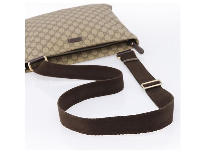 Borsa a tracolla GUCCI GG Supreme PVC Pelle Beige Tono Oro 201446 Auth BA15344 - vista 7