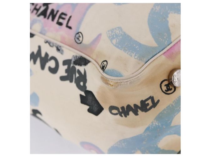 CHANEL New Travel Line Tote Bag aus Nylon Weiß Multicolor CC Auth 200649 Mehrfarben - Ansicht 10