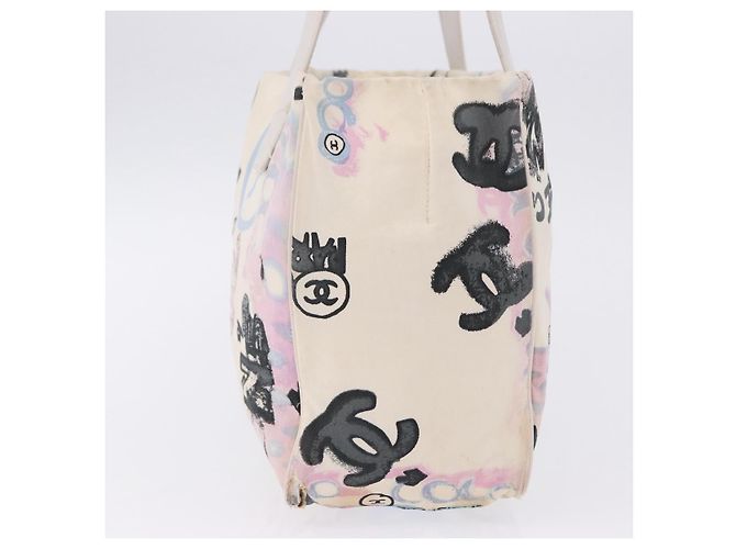 CHANEL New Travel Line Tote Bag aus Nylon Weiß Multicolor CC Auth 200649 Mehrfarben - Ansicht 4