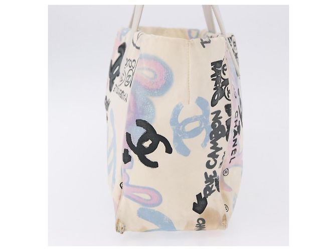 CHANEL New Travel Line Tote Bag aus Nylon Weiß Multicolor CC Auth 200649 Mehrfarben - Ansicht 5
