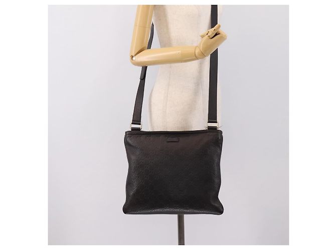 GUCCI GG Canvas Guccissima Shoulder Bag Leather Black Gold 201446 Auth 197649 Golden - view 22