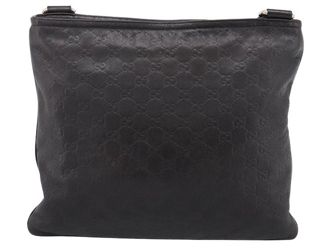 GUCCI GG Canvas Guccissima Shoulder Bag Leather Black Gold 201446 Auth 197649 Golden - view 3