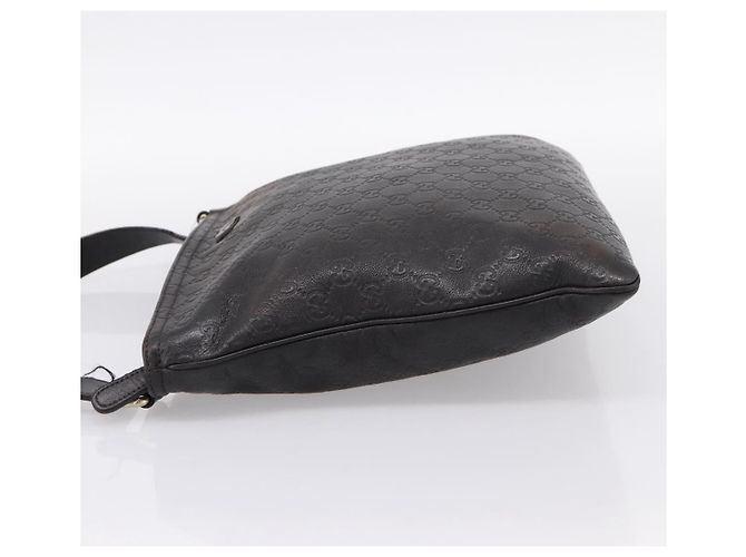 GUCCI GG Canvas Guccissima Shoulder Bag Leather Black Gold 201446 Auth 197649 Golden - view 4