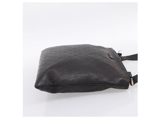 GUCCI GG Canvas Guccissima Shoulder Bag Leather Black Gold 201446 Auth 197649 Golden - view 5