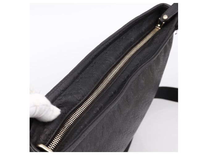 GUCCI GG Canvas Guccissima Shoulder Bag Leather Black Gold 201446 Auth 197649 Golden - view 6