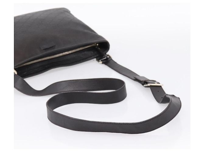 GUCCI GG Canvas Guccissima Shoulder Bag Leather Black Gold 201446 Auth 197649 Golden - view 7