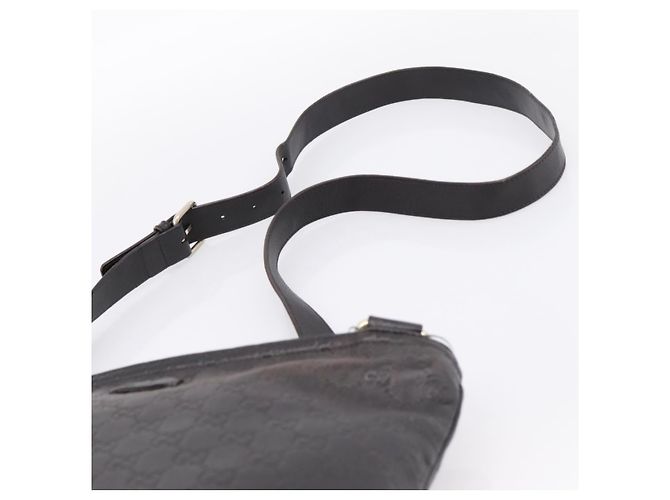 GUCCI GG Canvas Guccissima Shoulder Bag Leather Black Gold 201446 Auth 197649 Golden - view 8
