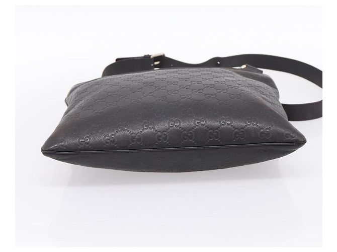 GUCCI GG Canvas Guccissima Shoulder Bag Leather Black Gold 201446 Auth 197649 Golden - view 9