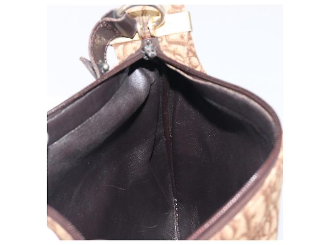 Borsa a tracolla Christian Dior Trotter Canvas Beige Gold Auth 199611 - vista 17