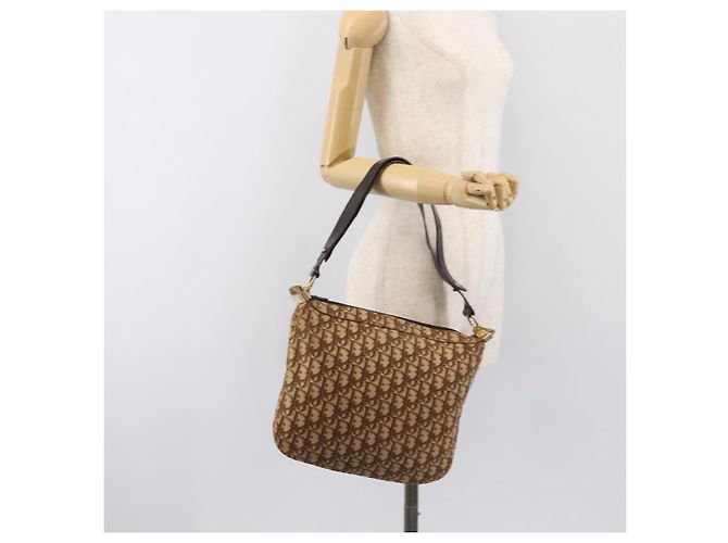Borsa a tracolla Christian Dior Trotter Canvas Beige Gold Auth 199611 - vista 19
