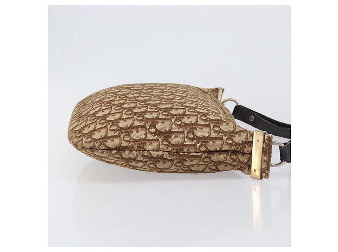 Borsa a tracolla Christian Dior Trotter Canvas Beige Gold Auth 199611 - vista 4