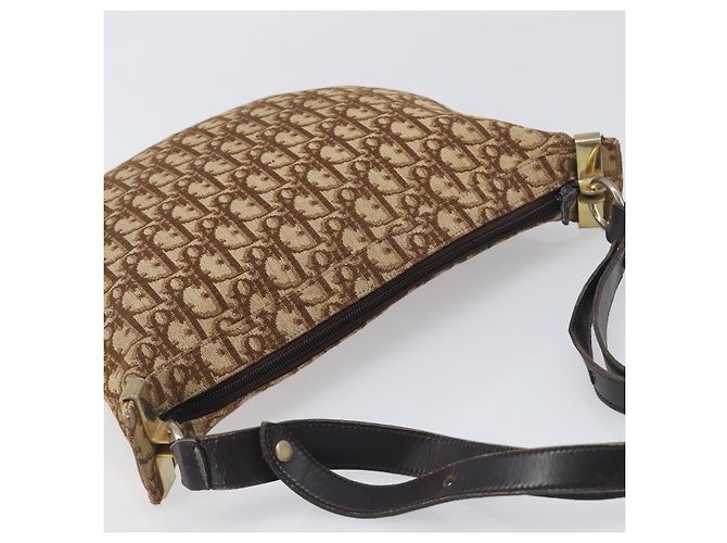 Borsa a tracolla Christian Dior Trotter Canvas Beige Gold Auth 199611 - vista 6