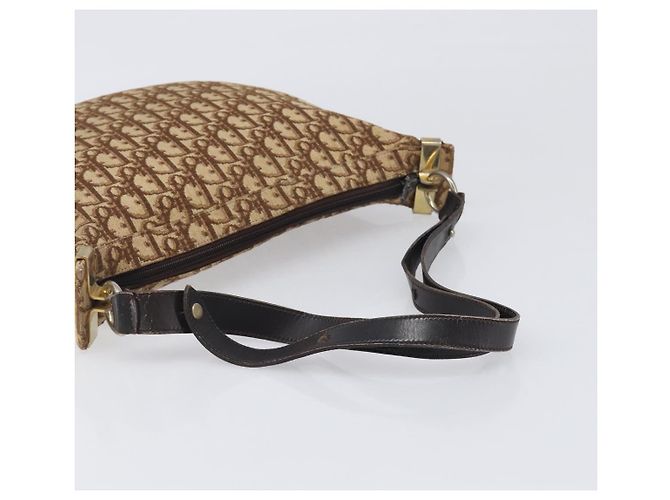 Borsa a tracolla Christian Dior Trotter Canvas Beige Gold Auth 199611 - vista 7