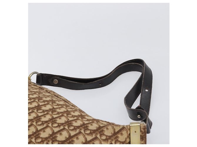 Borsa a tracolla Christian Dior Trotter Canvas Beige Gold Auth 199611 - vista 8