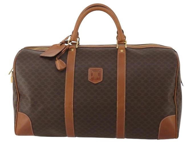 Céline Borsa Boston CELINE Macadam Canvas PVC Leather Brown Gold Auth mr2824 Marrone D'oro - vista 13