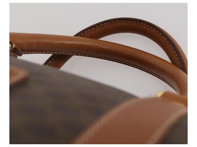 Céline Borsa Boston CELINE Macadam Canvas PVC Leather Brown Gold Auth mr2824 Marrone D'oro - vista 14