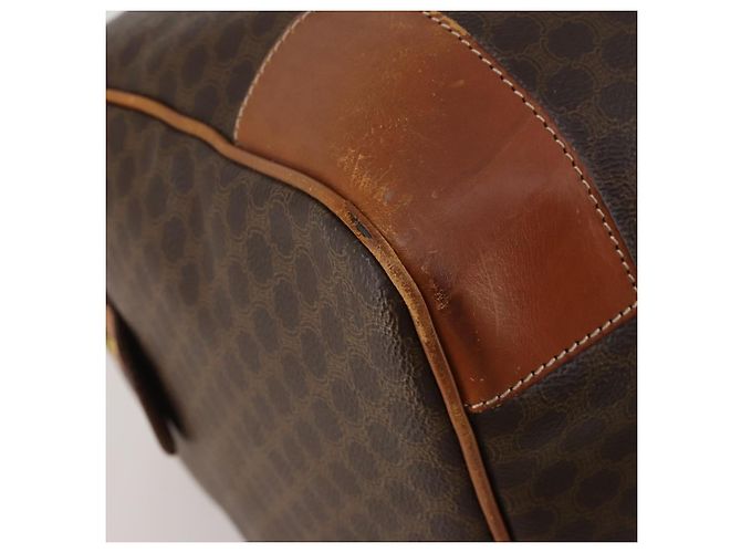Céline Borsa Boston CELINE Macadam Canvas PVC Leather Brown Gold Auth mr2824 Marrone D'oro - vista 17
