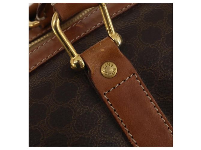 Céline Borsa Boston CELINE Macadam Canvas PVC Leather Brown Gold Auth mr2824 Marrone D'oro - vista 18