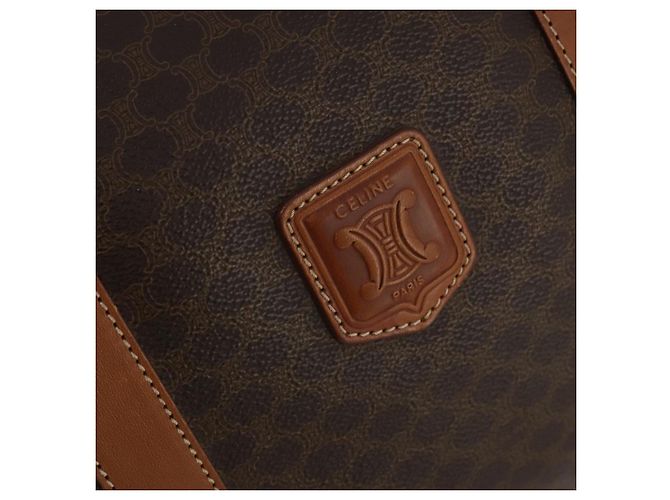 Céline Borsa Boston CELINE Macadam Canvas PVC Leather Brown Gold Auth mr2824 Marrone D'oro - vista 19