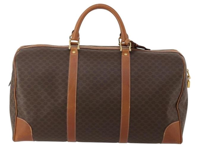 Céline Borsa Boston CELINE Macadam Canvas PVC Leather Brown Gold Auth mr2824 Marrone D'oro - vista 2