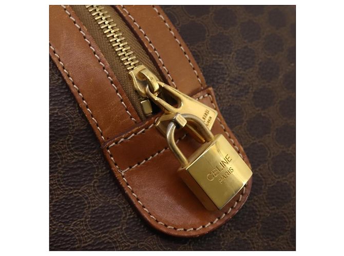 Céline Borsa Boston CELINE Macadam Canvas PVC Leather Brown Gold Auth mr2824 Marrone D'oro - vista 20