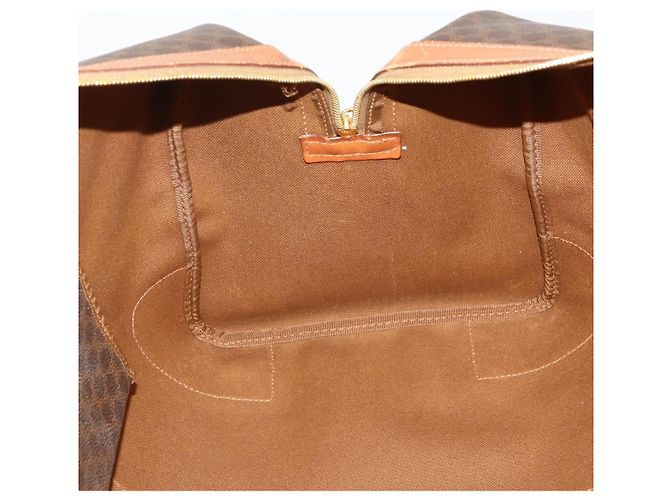 Céline Borsa Boston CELINE Macadam Canvas PVC Leather Brown Gold Auth mr2824 Marrone D'oro - vista 22