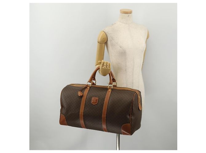 Céline Borsa Boston CELINE Macadam Canvas PVC Leather Brown Gold Auth mr2824 Marrone D'oro - vista 25