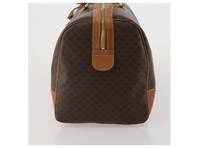 Céline Borsa Boston CELINE Macadam Canvas PVC Leather Brown Gold Auth mr2824 Marrone D'oro - vista 3