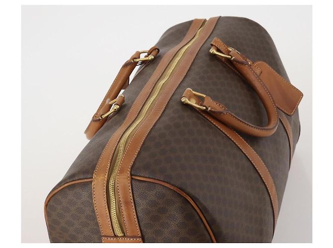 Céline Borsa Boston CELINE Macadam Canvas PVC Leather Brown Gold Auth mr2824 Marrone D'oro - vista 6
