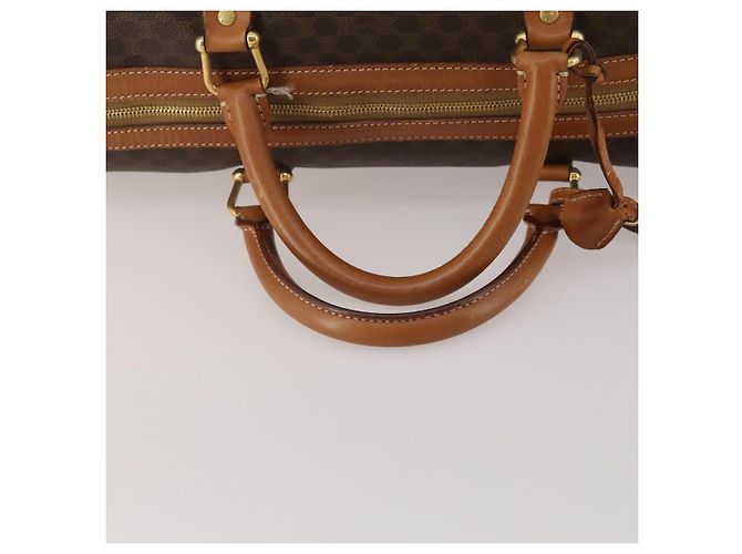 Céline Borsa Boston CELINE Macadam Canvas PVC Leather Brown Gold Auth mr2824 Marrone D'oro - vista 7