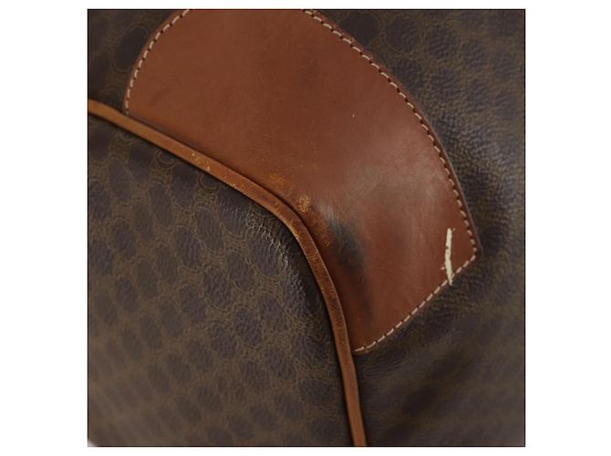 Céline Borsa Boston CELINE Macadam Canvas PVC Leather Brown Gold Auth mr2824 Marrone D'oro - vista 8